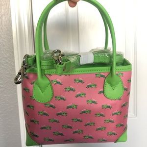 Alynn Pink and Green Grasshopper Purse